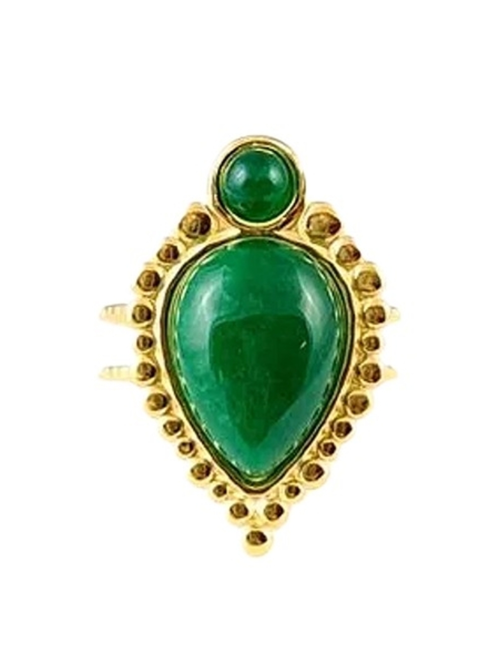 NWOT Adjustable Stainless Steel Green Agate Teardrop Ring